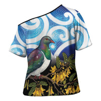 Kekeru New Zealand Matariki Cross Shoulder Shirt Kukupa Kowhai Maori New Year Blue Version LT14 - Polynesian Pride