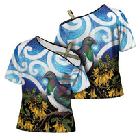 Kekeru New Zealand Matariki Cross Shoulder Shirt Kukupa Kowhai Maori New Year Blue Version LT14 - Polynesian Pride
