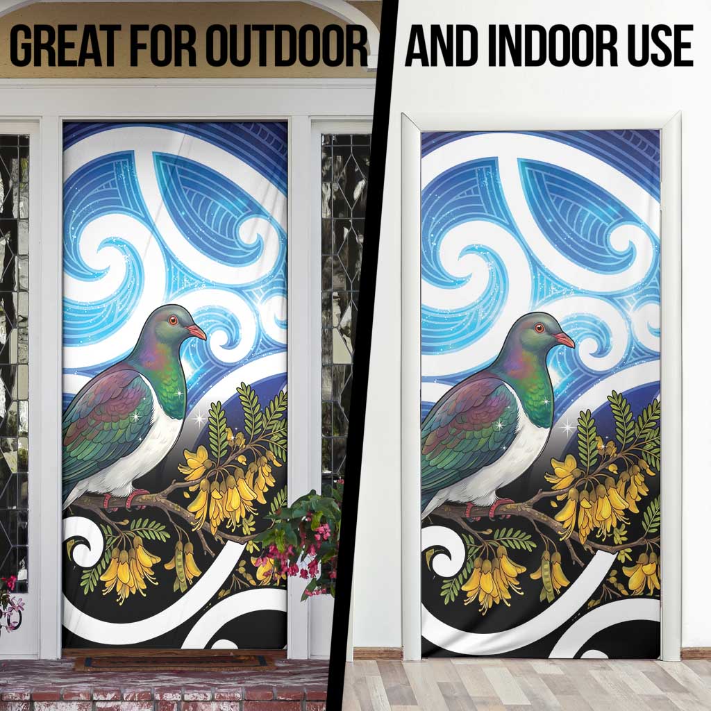 Kekeru New Zealand Matariki Door Cover Kukupa Kowhai Maori New Year Blue Version LT14 - Polynesian Pride