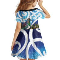 Kekeru New Zealand Matariki Family Matching Long Sleeve Bodycon Dress and Hawaiian Shirt Kukupa Kowhai Maori New Year Blue Version LT14 - Polynesian Pride