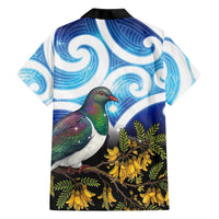 Kekeru New Zealand Matariki Family Matching Off Shoulder Short Dress and Hawaiian Shirt Kukupa Kowhai Maori New Year Blue Version LT14 - Polynesian Pride