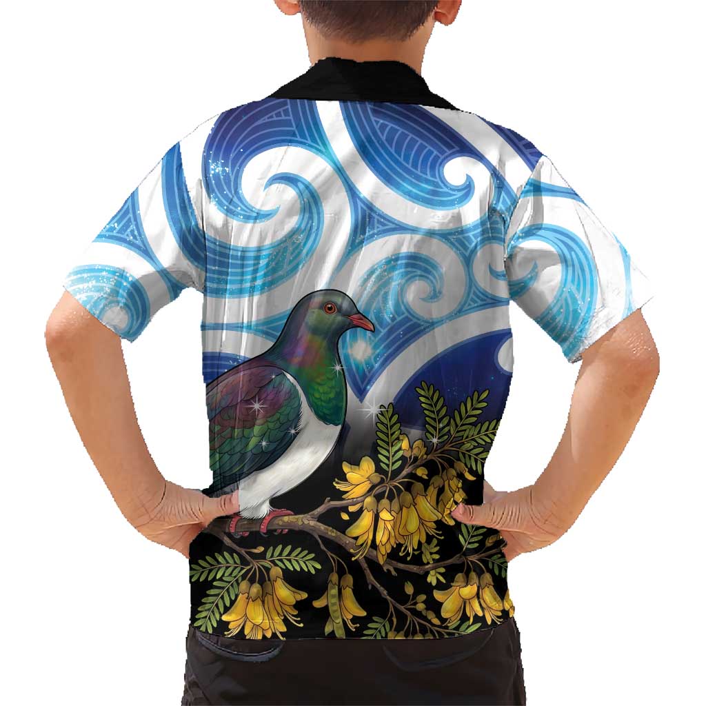 Kekeru New Zealand Matariki Family Matching Tank Maxi Dress and Hawaiian Shirt Kukupa Kowhai Maori New Year Blue Version LT14 - Polynesian Pride