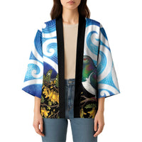 Kekeru New Zealand Matariki Kimono Kukupa Kowhai Maori New Year Blue Version LT14 - Polynesian Pride