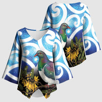 Kekeru New Zealand Matariki Kimono Sleeve Blouse Kukupa Kowhai Maori New Year Blue Version LT14 - Polynesian Pride