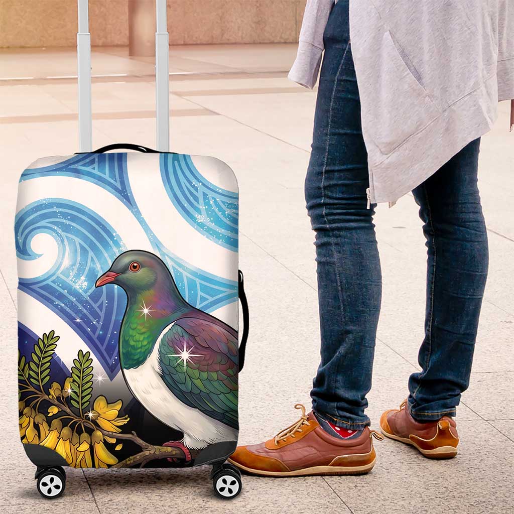 Kekeru New Zealand Matariki Luggage Cover Kukupa Kowhai Maori New Year Blue Version