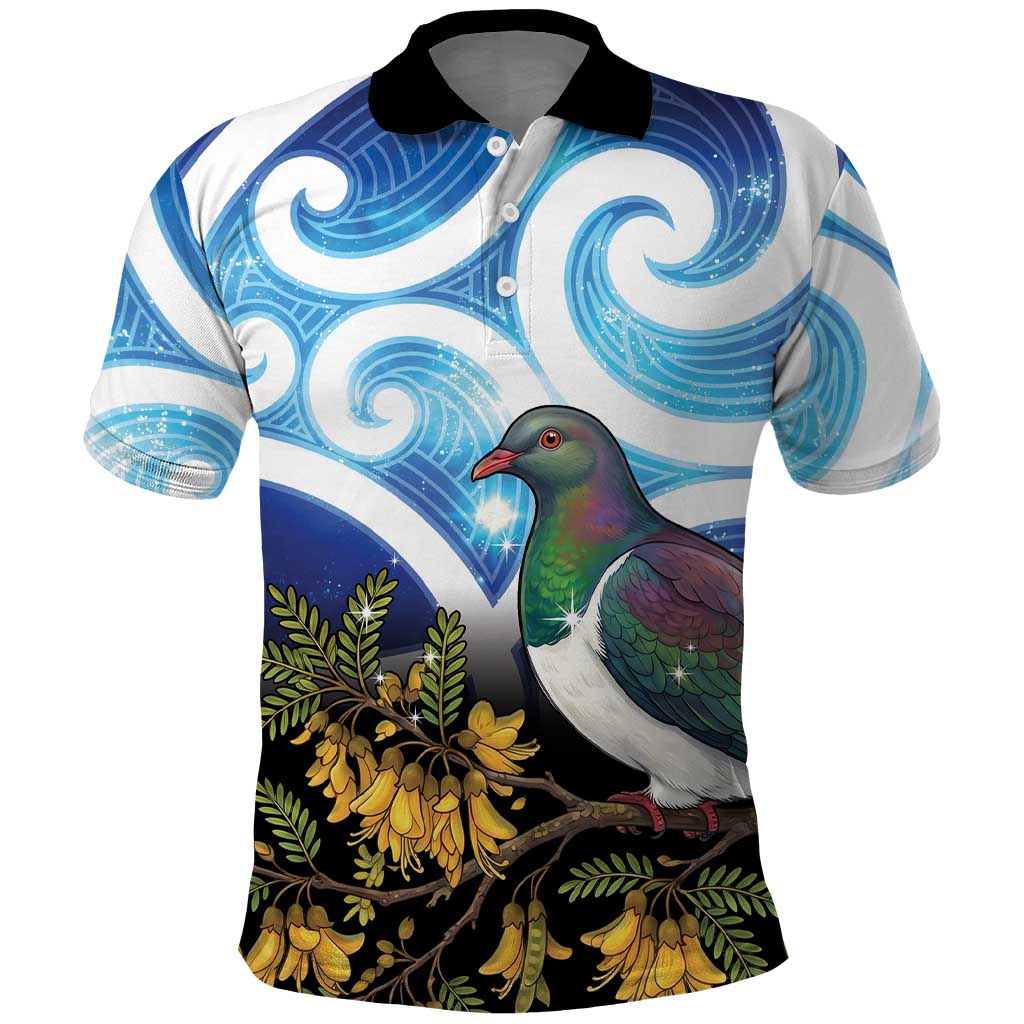 Kekeru New Zealand Matariki Polo Shirt Kukupa Kowhai Maori New Year Blue Version LT14 Blue - Polynesian Pride