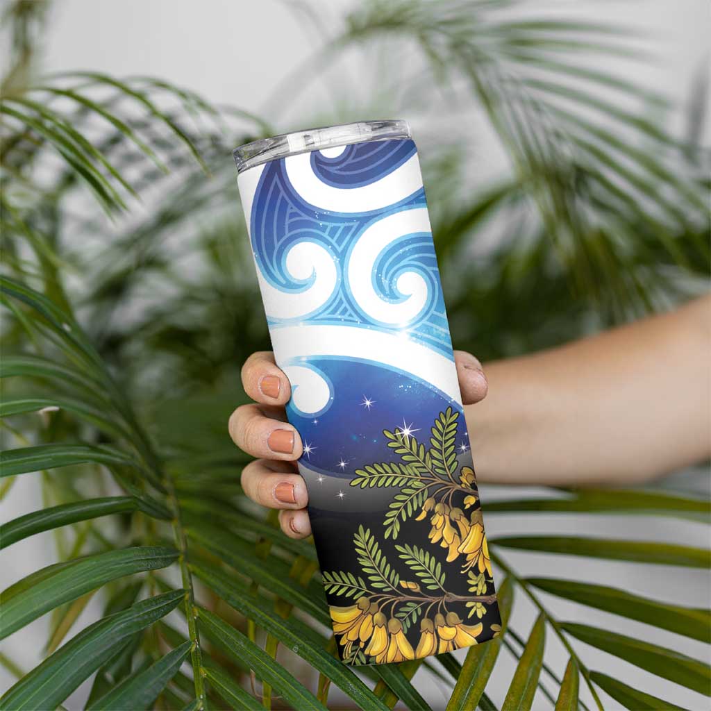 Kekeru New Zealand Matariki Skinny Tumbler Kukupa Kowhai Maori New Year Blue Version LT14 - Polynesian Pride