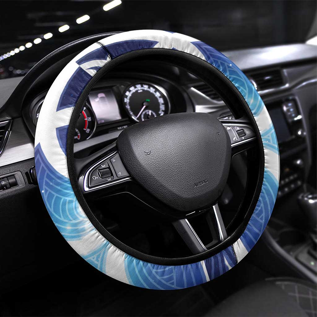 Kekeru New Zealand Matariki Steering Wheel Cover Kukupa Kowhai Maori New Year Blue Version LT14 Universal Fit Blue - Polynesian Pride