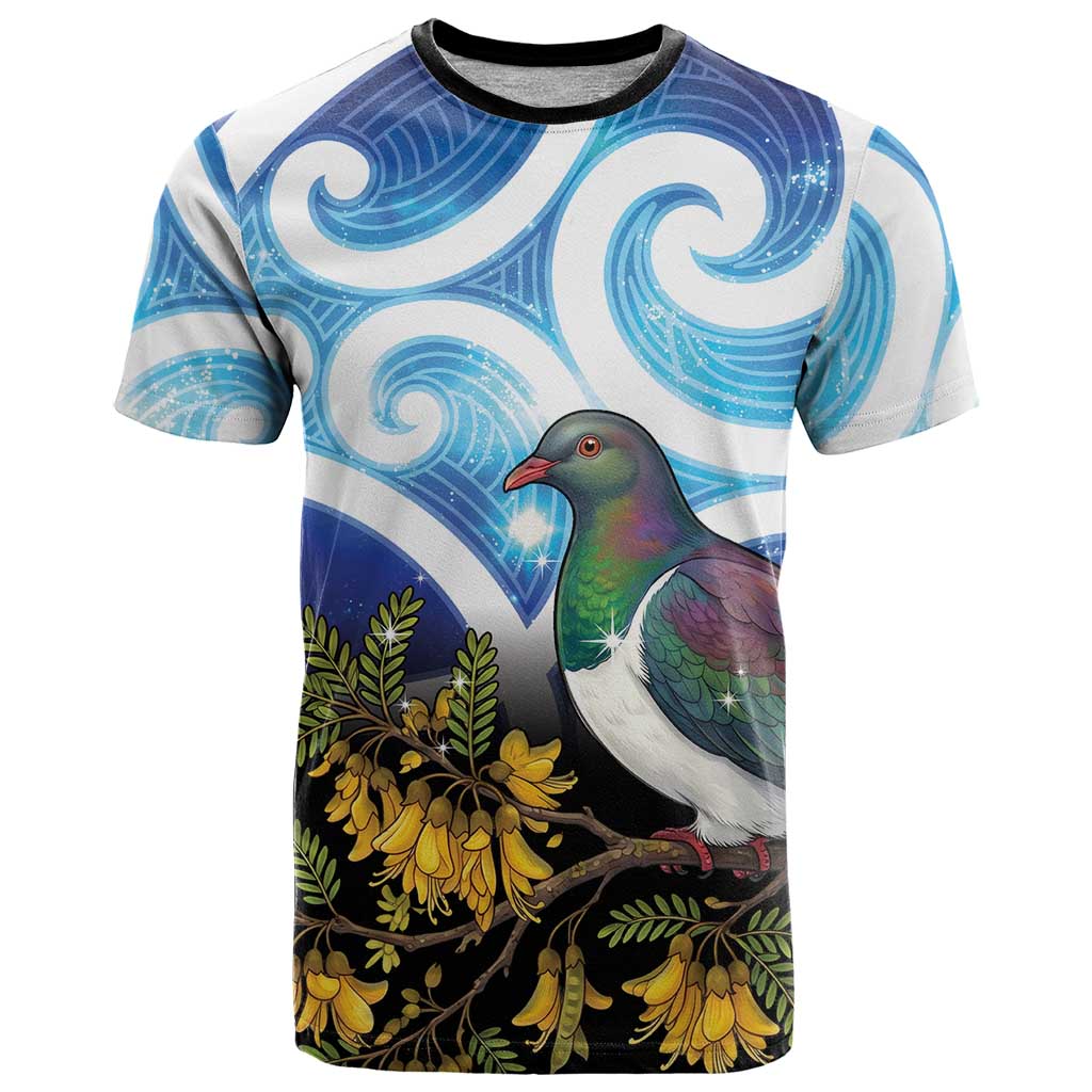 Kekeru New Zealand Matariki T Shirt Kukupa Kowhai Maori New Year Blue Version
