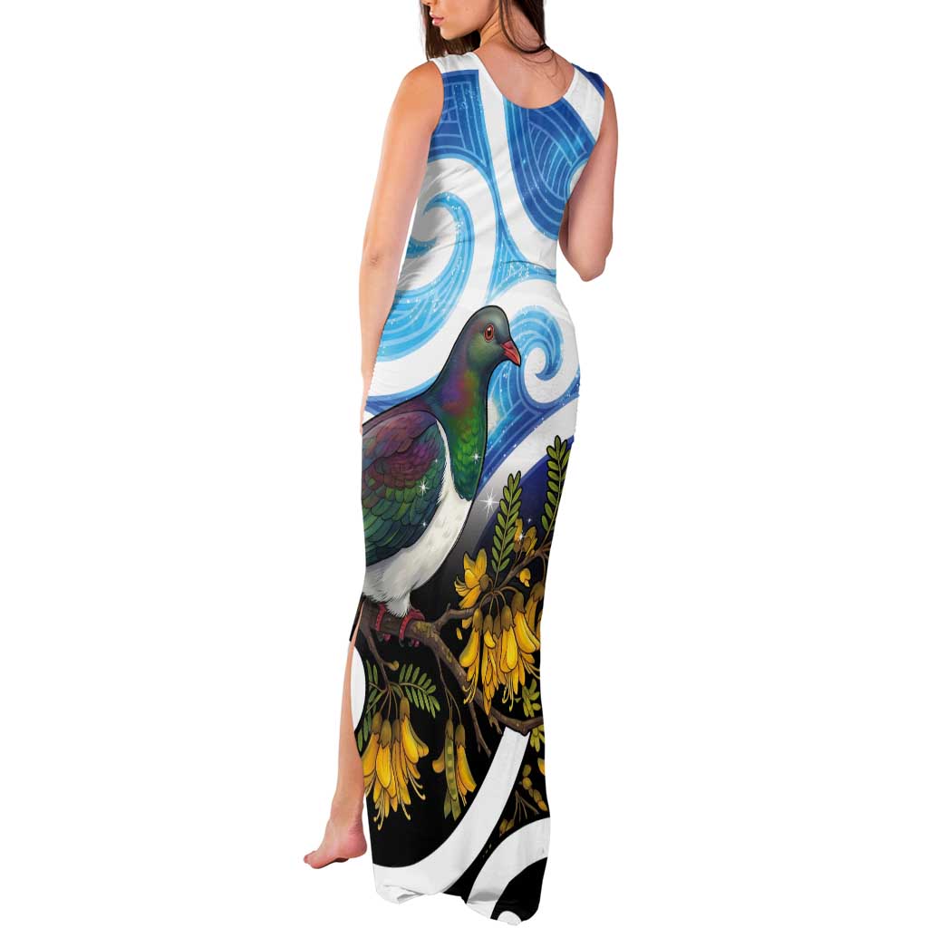 Kekeru New Zealand Matariki Tank Maxi Dress Kukupa Kowhai Maori New Year Blue Version LT14 - Polynesian Pride