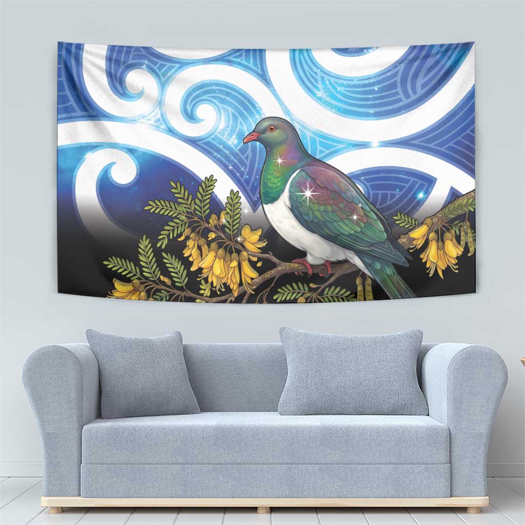 Kekeru New Zealand Matariki Tapestry Kukupa Kowhai Maori New Year Blue Version LT14 - Polynesian Pride