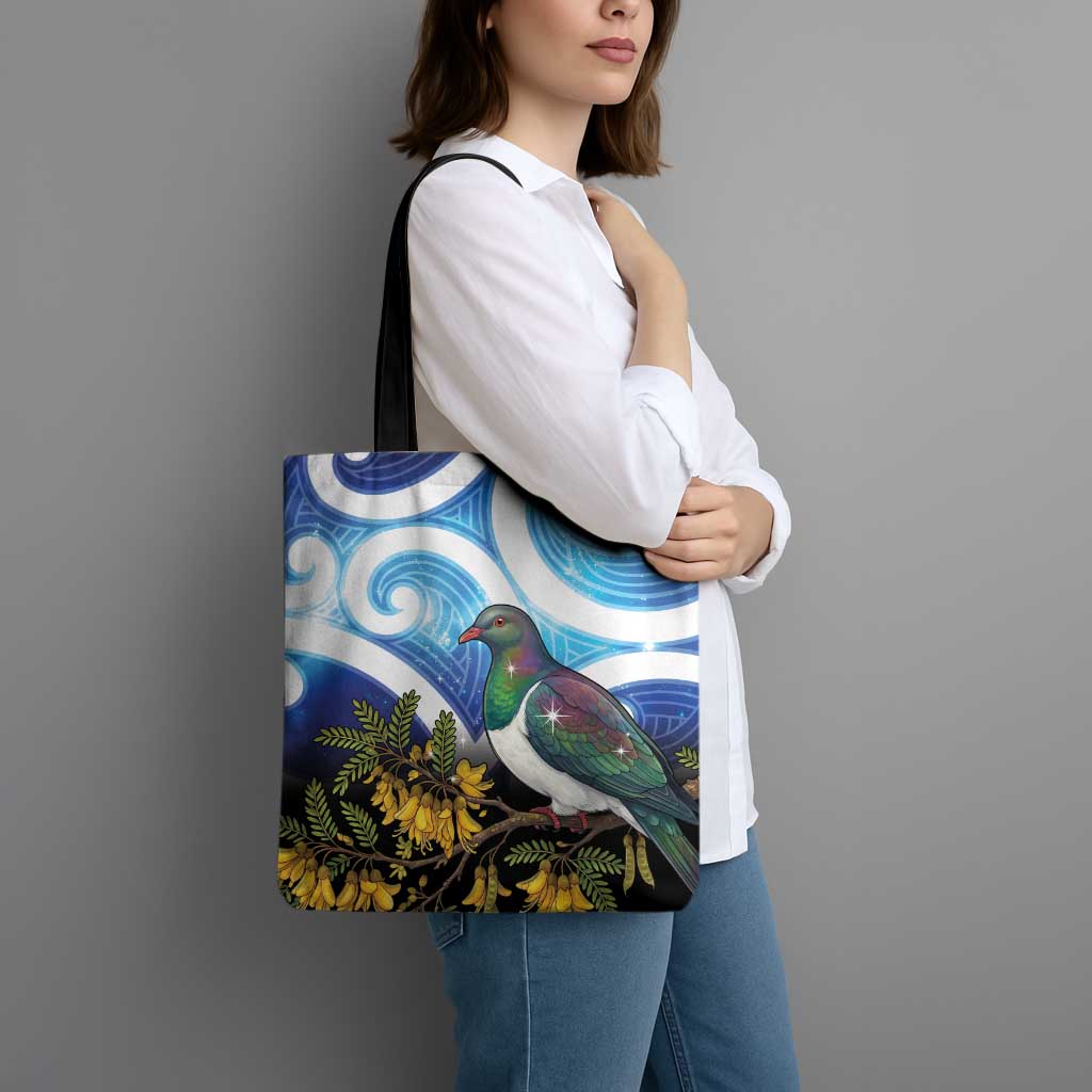 Kekeru New Zealand Matariki Tote Bag Kukupa Kowhai Maori New Year Blue Version LT14 - Polynesian Pride