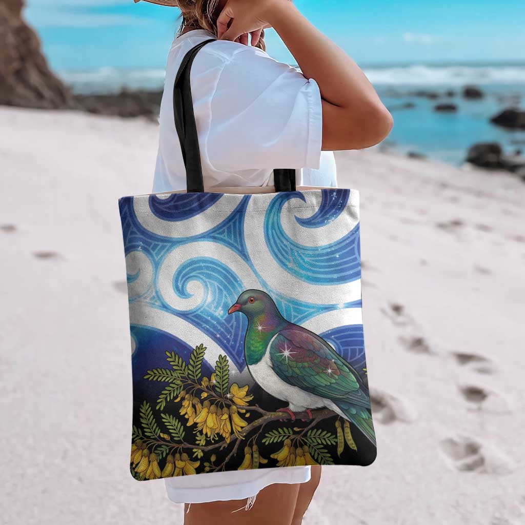 Kekeru New Zealand Matariki Tote Bag Kukupa Kowhai Maori New Year Blue Version LT14 - Polynesian Pride