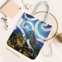 Kekeru New Zealand Matariki Tote Bag Kukupa Kowhai Maori New Year Blue Version LT14 White Strap One Size Blue - Polynesian Pride