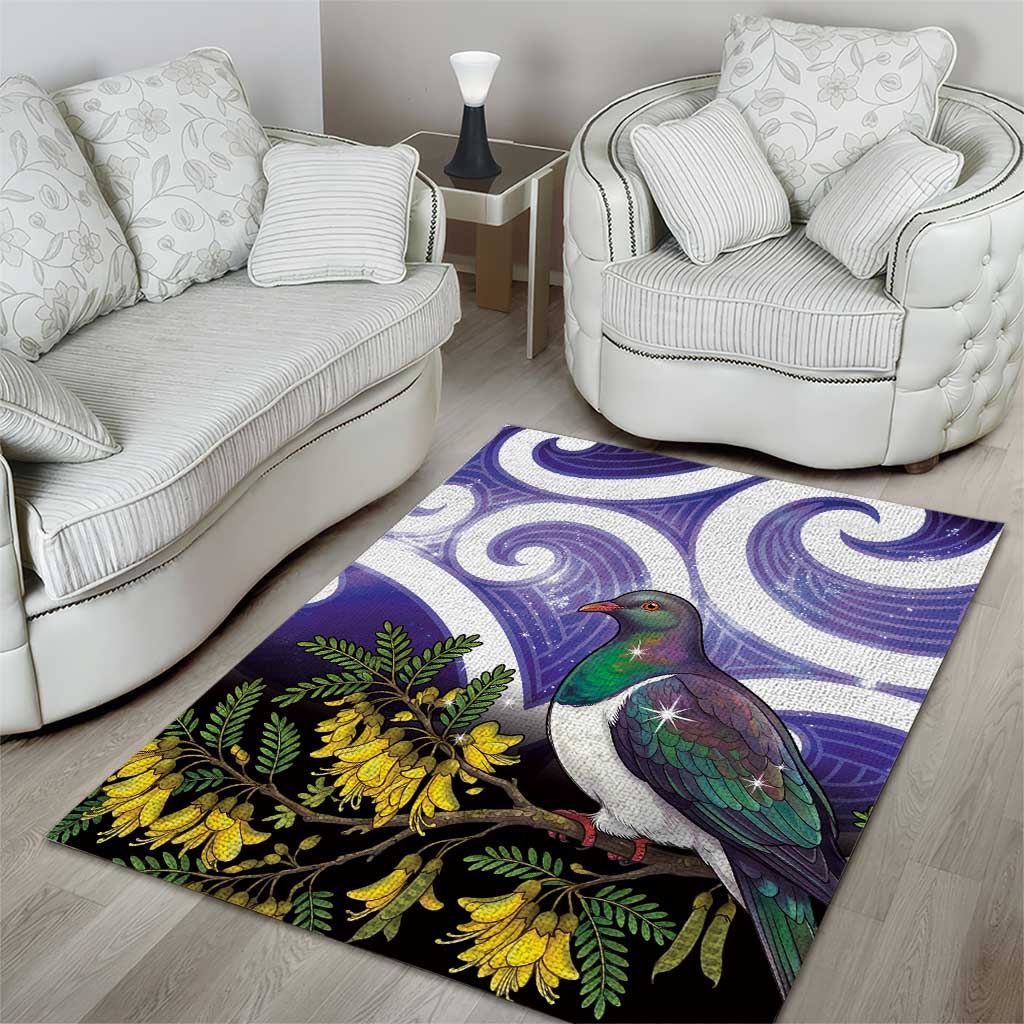 Kekeru New Zealand Matariki Area Rug Kukupa Kowhai Maori New Year Purple Version LT14 - Polynesian Pride