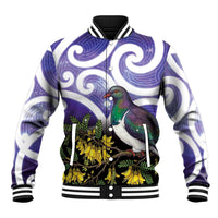 Kekeru New Zealand Matariki Baseball Jacket Kukupa Kowhai Maori New Year Purple Version LT14 Unisex Purple - Polynesian Pride