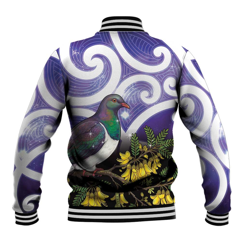 Kekeru New Zealand Matariki Baseball Jacket Kukupa Kowhai Maori New Year Purple Version LT14 - Polynesian Pride