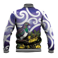 Kekeru New Zealand Matariki Baseball Jacket Kukupa Kowhai Maori New Year Purple Version LT14 - Polynesian Pride