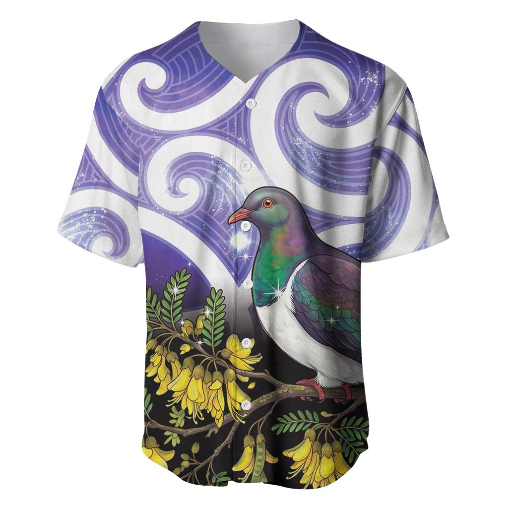 Kekeru New Zealand Matariki Baseball Jersey Kukupa Kowhai Maori New Year Purple Version LT14 Purple - Polynesian Pride