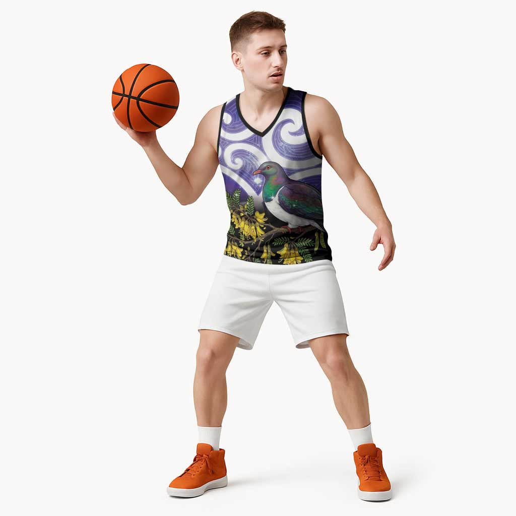 Kekeru New Zealand Matariki Basketball Jersey Kukupa Kowhai Maori New Year Purple Version LT14 - Polynesian Pride