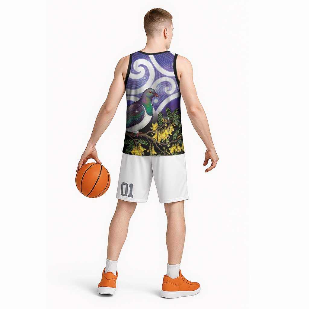 Kekeru New Zealand Matariki Basketball Jersey Kukupa Kowhai Maori New Year Purple Version LT14 - Polynesian Pride