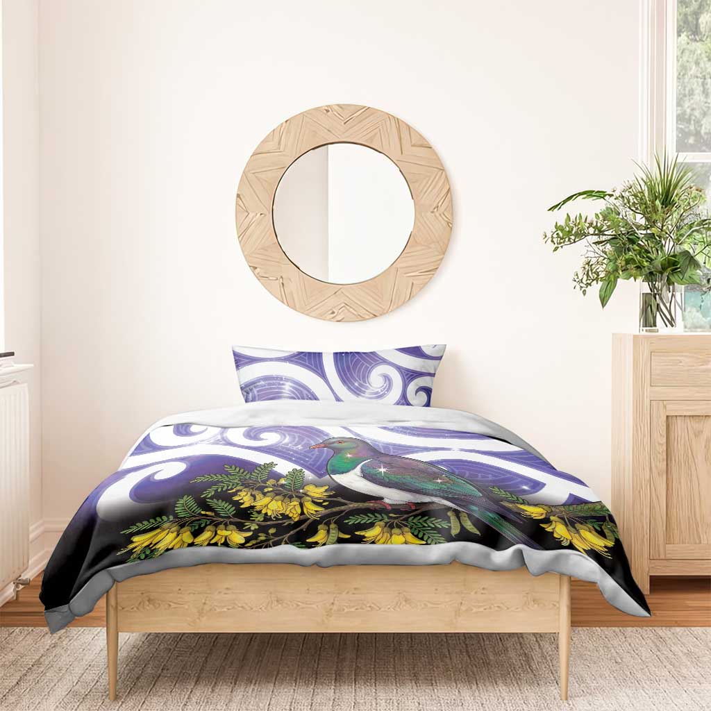 Kekeru New Zealand Matariki Bedding Set Kukupa Kowhai Maori New Year Purple Version LT14 - Polynesian Pride