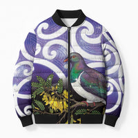 Kekeru New Zealand Matariki Bomber Puffer Jacket Kukupa Kowhai Maori New Year Purple Version LT14 Unisex Purple - Polynesian Pride