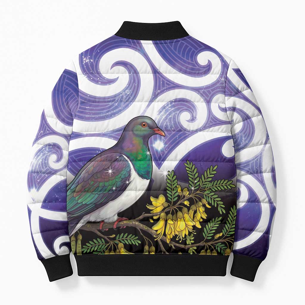 Kekeru New Zealand Matariki Bomber Puffer Jacket Kukupa Kowhai Maori New Year Purple Version LT14 - Polynesian Pride