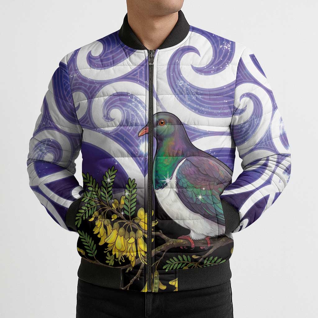Kekeru New Zealand Matariki Bomber Puffer Jacket Kukupa Kowhai Maori New Year Purple Version LT14 - Polynesian Pride