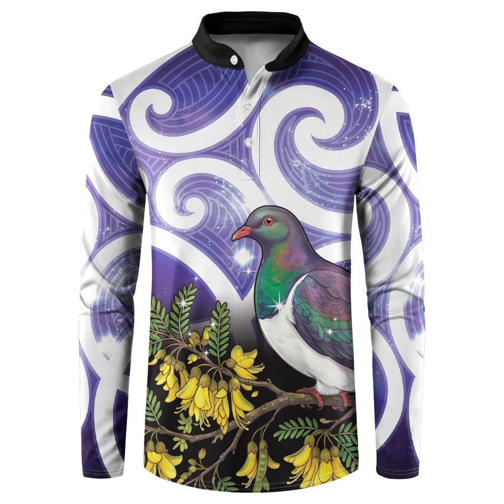 Kekeru New Zealand Matariki Button Sweatshirt Kukupa Kowhai Maori New Year Purple Version LT14 Purple - Polynesian Pride