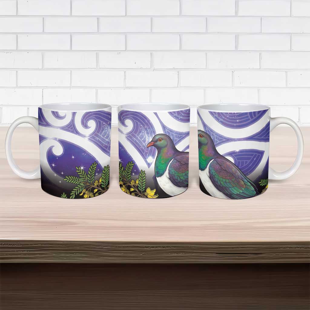 Kekeru New Zealand Matariki Ceramic Mug Kukupa Kowhai Maori New Year Purple Version LT14 - Polynesian Pride