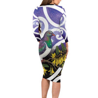 Kekeru New Zealand Matariki Family Matching Long Sleeve Bodycon Dress and Hawaiian Shirt Kukupa Kowhai Maori New Year Purple Version LT14 - Polynesian Pride