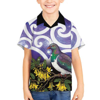 Kekeru New Zealand Matariki Family Matching Mermaid Dress and Hawaiian Shirt Kukupa Kowhai Maori New Year Purple Version LT14 Son's Shirt Purple - Polynesian Pride