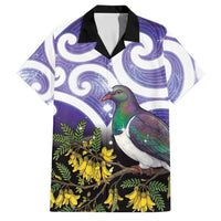 Kekeru New Zealand Matariki Family Matching Off The Shoulder Long Sleeve Dress and Hawaiian Shirt Kukupa Kowhai Maori New Year Purple Version LT14 Dad's Shirt - Short Sleeve Purple - Polynesian Pride
