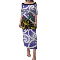 Kekeru New Zealand Matariki Family Matching Puletasi and Hawaiian Shirt Kukupa Kowhai Maori New Year Purple Version LT14 Mom's Dress Purple - Polynesian Pride