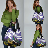 Kekeru New Zealand Matariki Grocery Bag Kukupa Kowhai Maori New Year Purple Version LT14 - Polynesian Pride