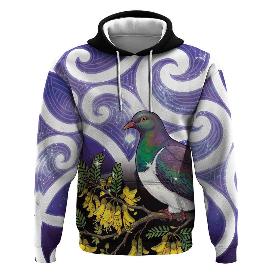 Kekeru New Zealand Matariki Hoodie Kukupa Kowhai Maori New Year Purple Version