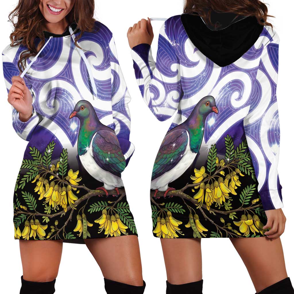 Kekeru New Zealand Matariki Hoodie Dress Kukupa Kowhai Maori New Year Purple Version LT14 - Polynesian Pride