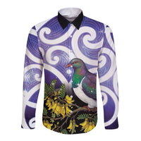 Kekeru New Zealand Matariki Long Sleeve Button Shirt Kukupa Kowhai Maori New Year Purple Version LT14 Unisex Purple - Polynesian Pride