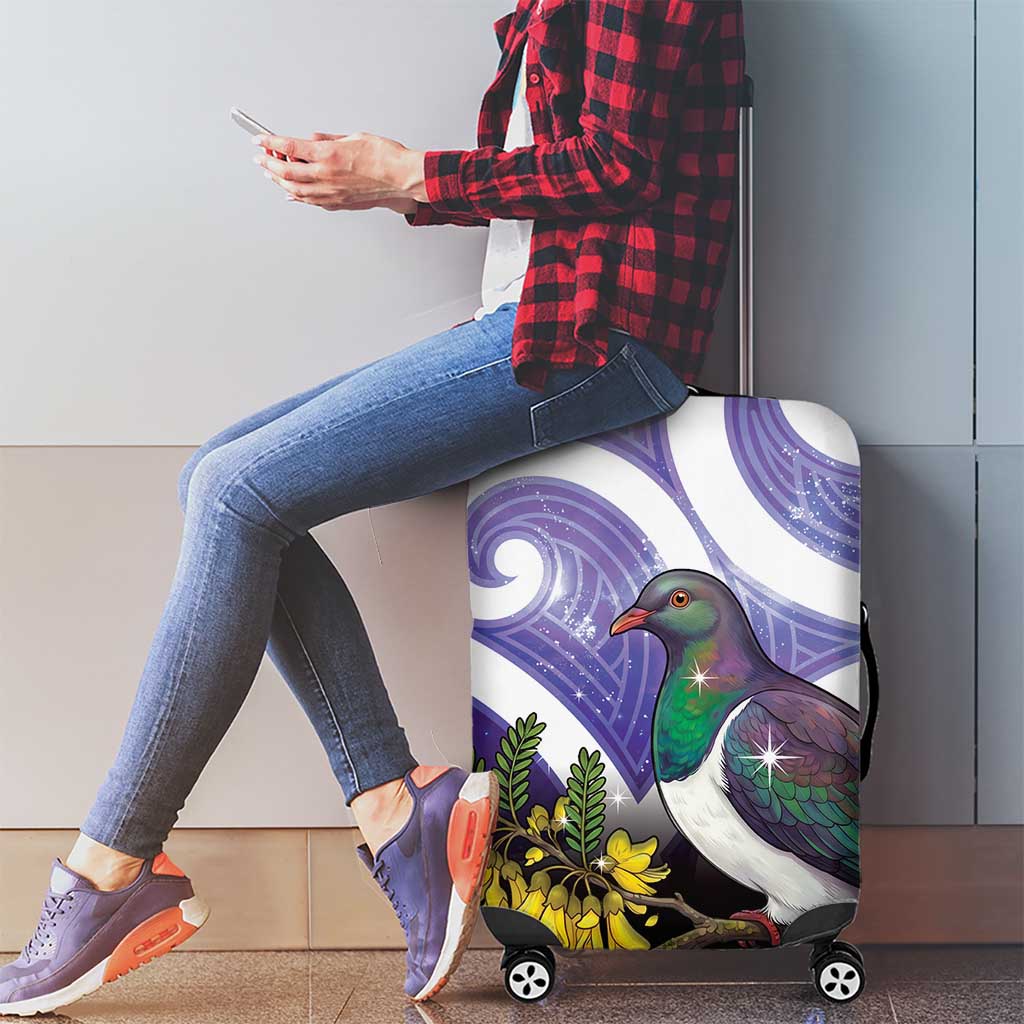 Kekeru New Zealand Matariki Luggage Cover Kukupa Kowhai Maori New Year Purple Version LT14 - Polynesian Pride