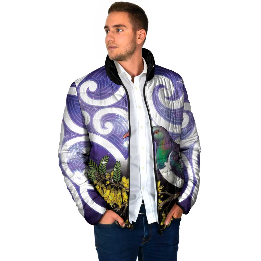 Kekeru New Zealand Matariki Padded Jacket Kukupa Kowhai Maori New Year Purple Version LT14 - Polynesian Pride