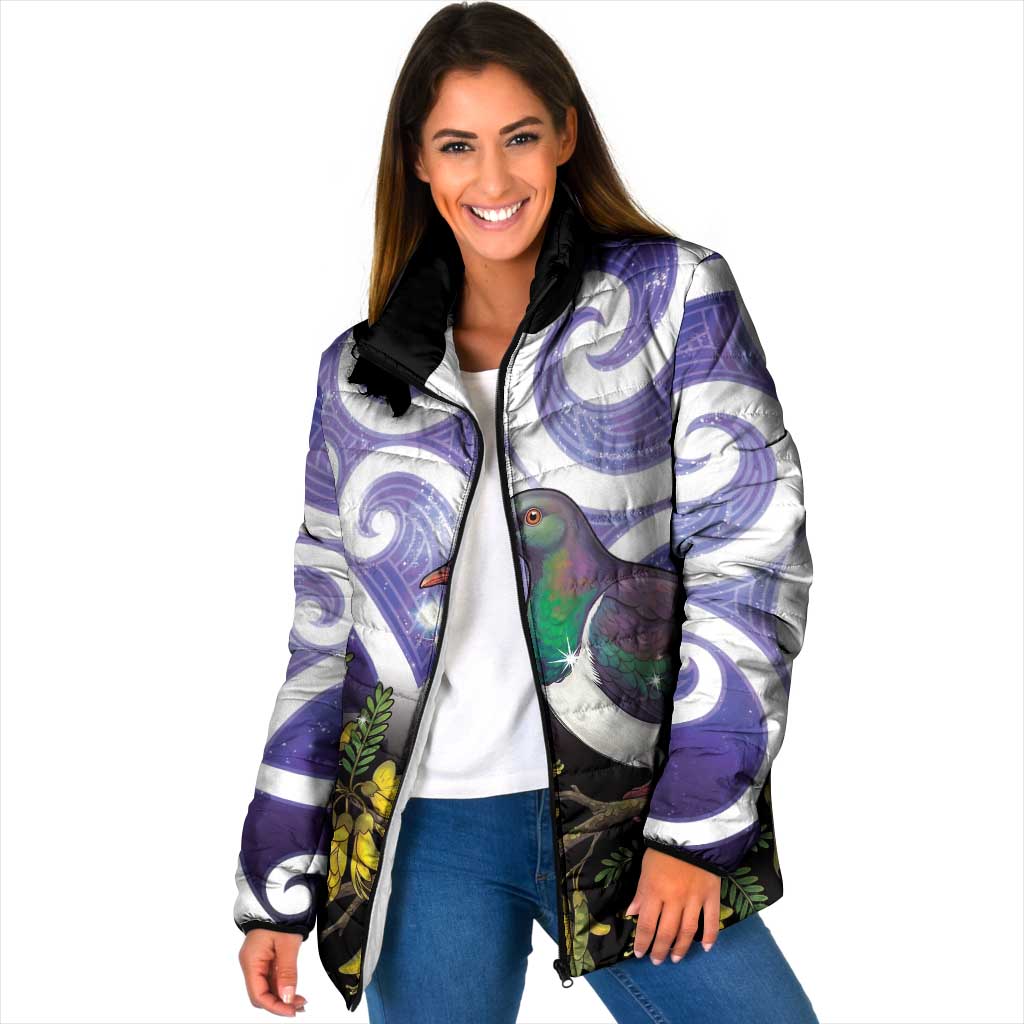 Kekeru New Zealand Matariki Padded Jacket Kukupa Kowhai Maori New Year Purple Version LT14 Women Purple - Polynesian Pride