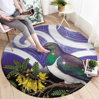 Kekeru New Zealand Matariki Round Carpet Kukupa Kowhai Maori New Year Purple Version LT14 - Polynesian Pride