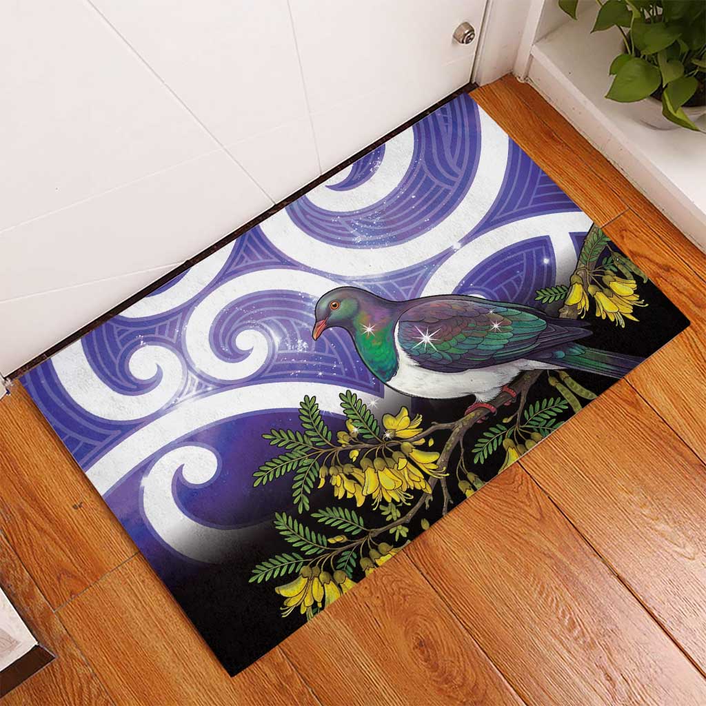 Kekeru New Zealand Matariki Rubber Doormat Kukupa Kowhai Maori New Year Purple Version LT14 - Polynesian Pride