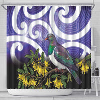 Kekeru New Zealand Matariki Shower Curtain Kukupa Kowhai Maori New Year Purple Version LT14 - Polynesian Pride