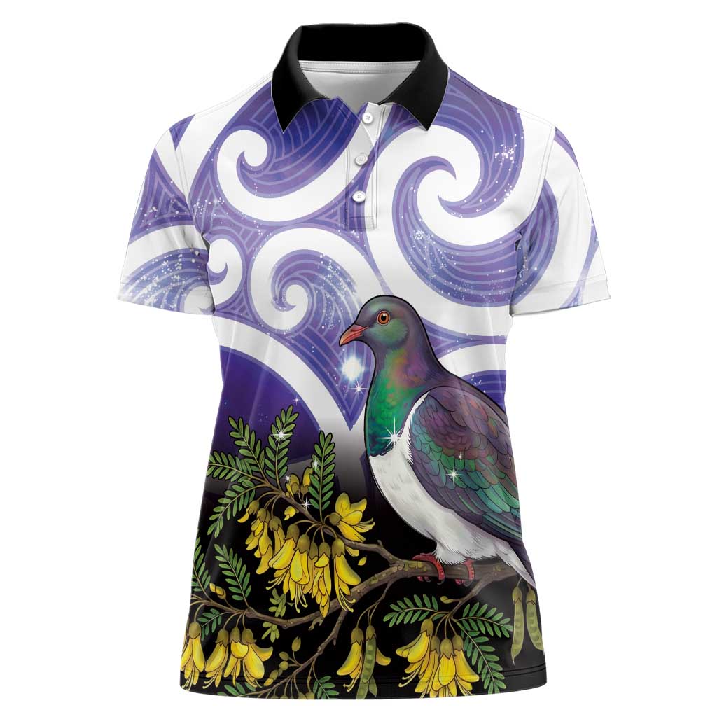 Kekeru New Zealand Matariki Women Polo Shirt Kukupa Kowhai Maori New Year Purple Version LT14 Female Purple - Polynesian Pride