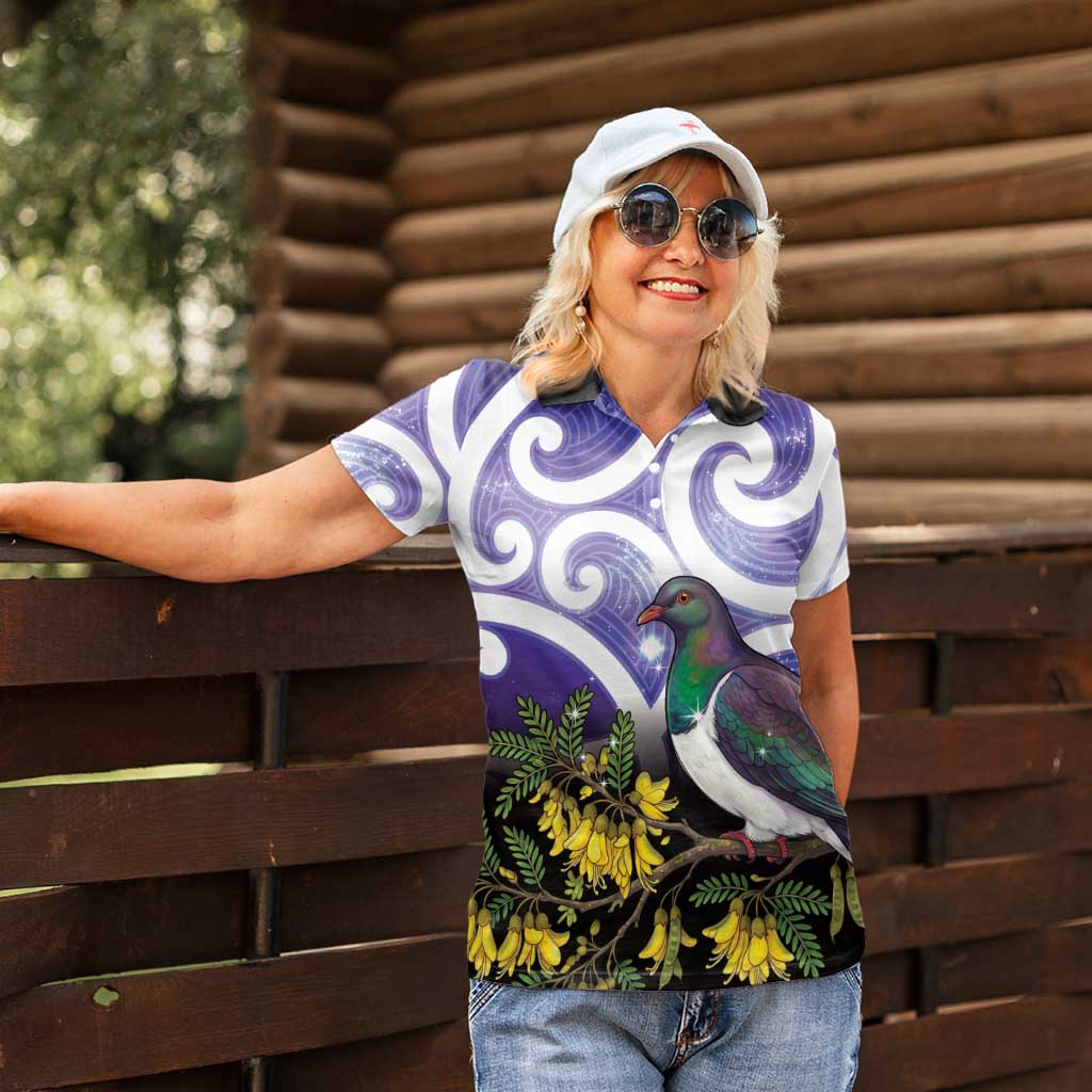 Kekeru New Zealand Matariki Women Polo Shirt Kukupa Kowhai Maori New Year Purple Version LT14 - Polynesian Pride