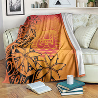 French Polynesia Manta Ray Tattoo Blanket Tahiti Hahalua Tiare Maori Gradient Style