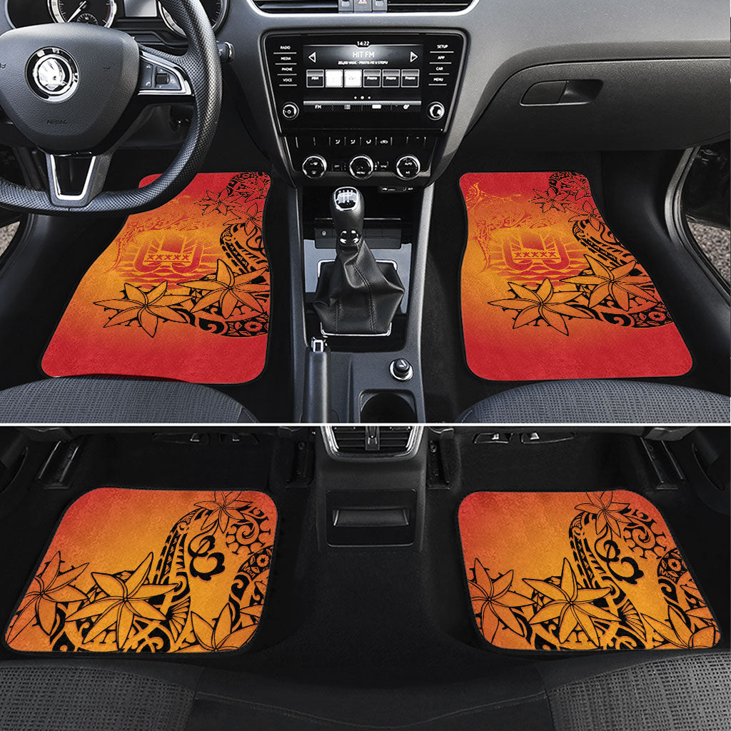 French Polynesia Manta Ray Tattoo Car Mats Tahiti Hahalua Tiare Maori Gradient Style
