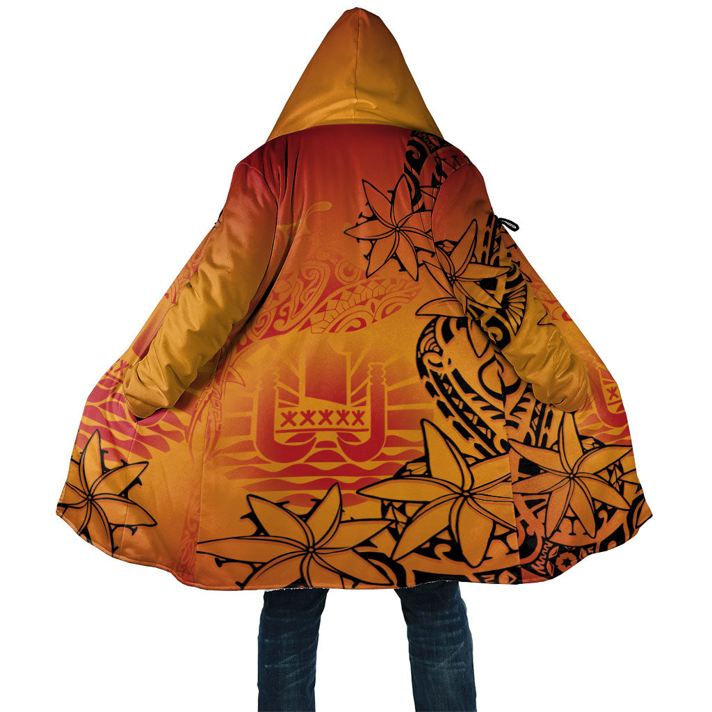French Polynesia Manta Ray Tattoo Cloak Tahiti Hahalua Tiare Maori Gradient Style LT14 Unisex Orange - Polynesian Pride